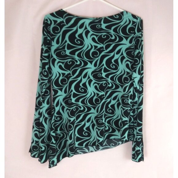 Tennie Weenie Women's Abstract Swirl Design Open Sleeve Blouse Size Large - Picture 2 of 5
